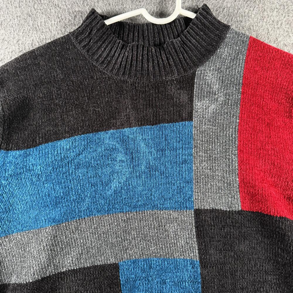 Vintage Alfred Dunner Sweater Womens XL Geometric Colorblock Mock Neck 90s